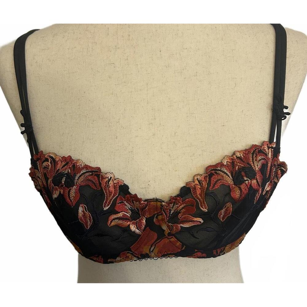 32B VTG Aubade Paris Underwire Demi Balconette Lace Bra